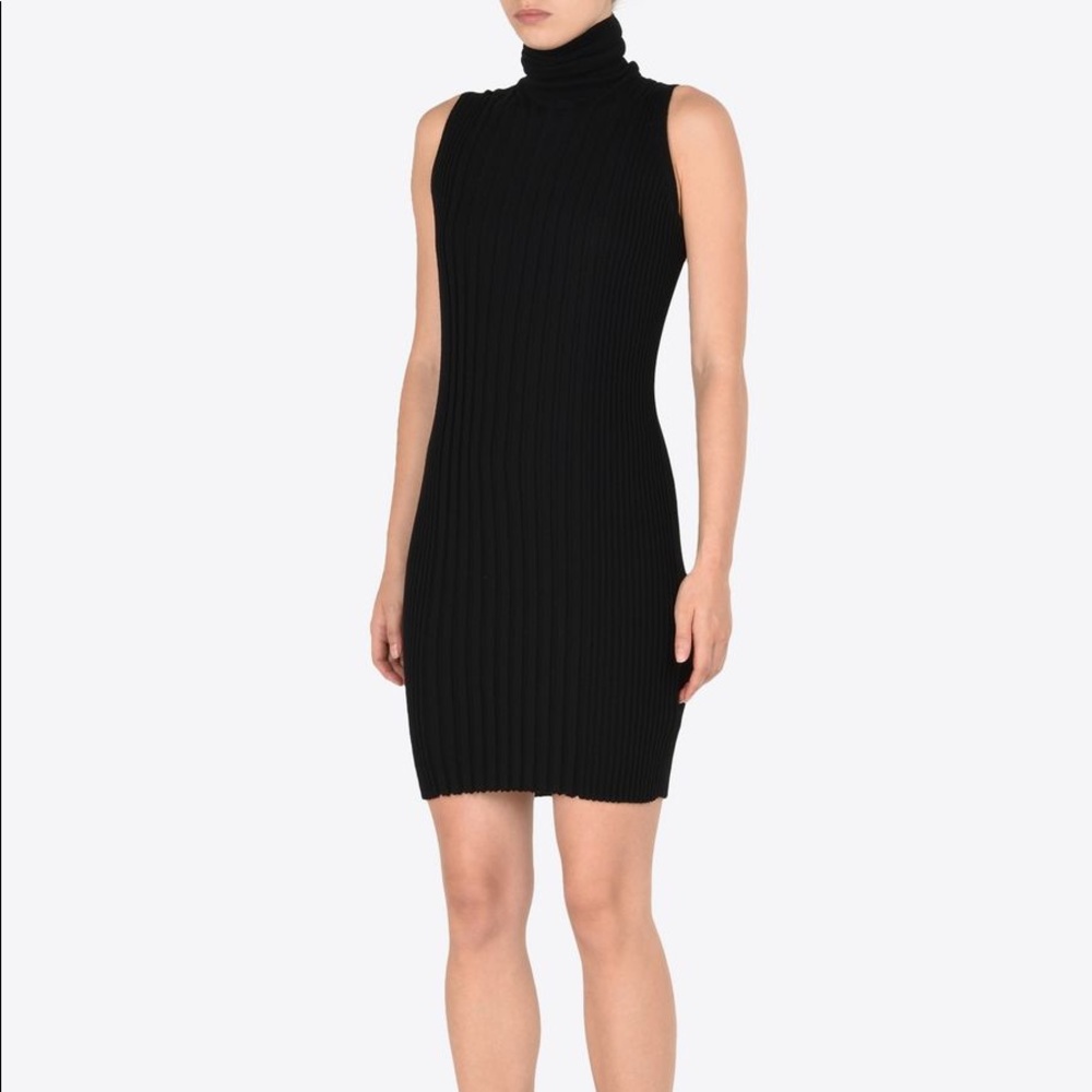 Maison Martin Margiela wool sleeveless ribbed dress black L